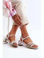 Dámské sandály na nízkém podpatku z ekokůže Sergio Leone SK046 stříbrné