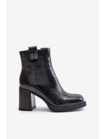 Hadí dámské botky na podpatku z přírodní kůže černé Vinceza 66670