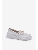 Dámské Kožené Mokasíny se Zlatým Detailem Jasnoszare Vinceza 88007