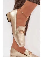 Kožené dámské mokasiny s ozdobným detailem D&A CR61-3125 zlaté