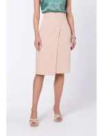 S343 Sukně áčkového střihu se zavinovacími detaily - béžová S343 Sukně áčkového střihu se zavinovacími detaily - béžová