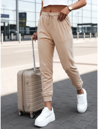 Dámské světle broskvové velurové tepláky FashionStreet UY2840