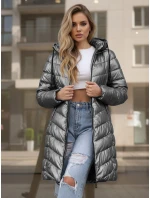 Dámská zimní dlouhá prošívaná stříbrná bunda FashionStreet TY5503