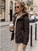 Dámská prošívaná bunda s kapucí, hnědá, FashionStreet TY5944