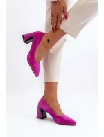 Sametové lodičky na podpatku Fuksiová Alessyndra