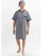 Pánská noční košile Martel 502 Káro kr/r M-2XL Sylwester I