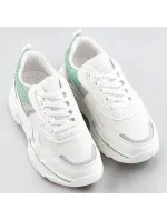 Bílo-mátové dámské sneakersy s brokátovými vsadkami (LU-2) Bílo-mátové dámské sneakersy s brokátovými vsadkami (LU-2)