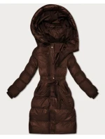 Prošívaná zimní bunda v čokoládové barvě s páskem J Style (5M3253-158)