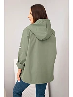 Dámská jarní bunda s kapucí a stahováním khaki