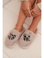 Dámské chlupaté papuče srdíčka – béžové Amandra