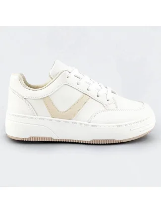 Bílo-béžové dámské sportovní šněrovací boty (S070) Bílo-béžové dámské sportovní šněrovací boty (S070)