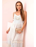 Dámské boho šaty s ramínky modrý Dámské boho šaty s ramínky modrý