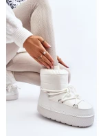 Dámské bílé zimní boty s vázáním Toolsa