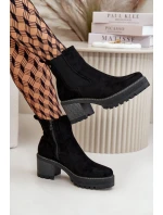Dámské Botky Zateplené Na Podpatku Eko Semišové Černé Irissinae Dámské Botky Zateplené Na Podpatku Eko Semišové Černé Irissinae
