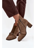 Dámské kotníkové boty z přírodního semiše na podpatek Artiker 57C0221 béžové Dámské kotníkové boty z přírodního semiše na podpatek Artiker 57C0221 béžové