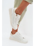 Kožené dámské tenisky s zipem Bílá-Zlatá Kalorinne