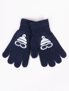 Chlapecké pětiprsté rukavice Yoclub s reflexními prvky RED-0237C-AA50-006 námořnická modrá