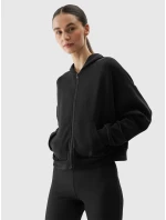 Dámská tepláková rozepínací mikina s přídavkem modálu 4F - černá Dámská tepláková rozepínací mikina s přídavkem modálu 4F - černá
