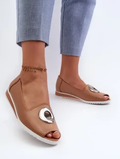 Dámské lodičky s dekorem z eko kůže, tmavě béžová Biolita