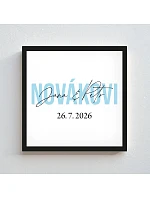 Personalizovaný magický fotoobraz v rámu - čtverec 20x20 - jména novomanželů Personalizovaný magický fotoobraz v rámu - čtverec 20x20 - jména novomanželů