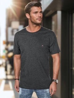 Pánské vyšívané tričko tmavě šedé FashionStreet RX5634