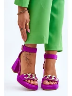 Dámské semišové sandály s masivními podpatky Lewski boty 3207 Fuchsie