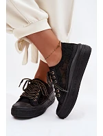 Dámské tenisky s krajkou na platformě Lee Cooper LCW-26-44-4479 Černé