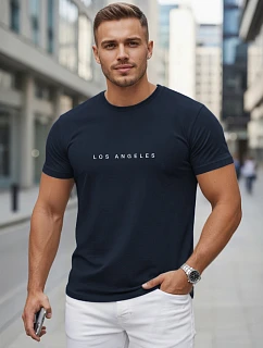 Pánské bavlněné tričko s nápisem Los Angeles tmavě modré FashionStreet NX5099R