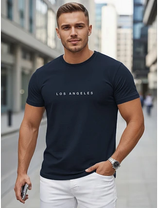 Pánské bavlněné tričko s nápisem Los Angeles tmavě modré FashionStreet NX5099R Pánské bavlněné tričko s nápisem Los Angeles tmavě modré FashionStreet NX5099R