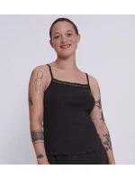 Dámské tílko GO Ribbed Spaghetti Top - BLACK - černé 0004 - SLOGGI