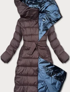 Hnědá dlouhá dámská zimní bunda Libland (7704)