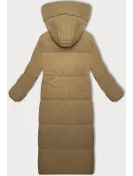 Dlouhá bunda-kabát ve velbloudí barvě s jednoduchým střihem (WD202229)