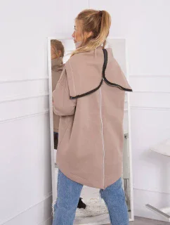 Zateplená mikina se zipem na zádech tmavě béžová