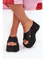 Dámské Pantofle Na Klínovém Podpatku A Platformě Černé Sevolee Dámské Pantofle Na Klínovém Podpatku A Platformě Černé Sevolee