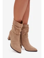 Dámské kotníkové boty na podpatku s mačkáním vyhřívané béžové Amelise Dámské kotníkové boty na podpatku s mačkáním vyhřívané béžové Amelise