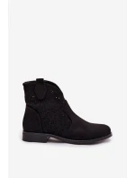 Dámské otevřené kotníkové boty na nízkém podpatku S.Barski HY61-8026 Černé