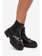 Dámské kotníkové boty Marvella na platformě s řetízkem – černé Dámské kotníkové boty Marvella na platformě s řetízkem – černé