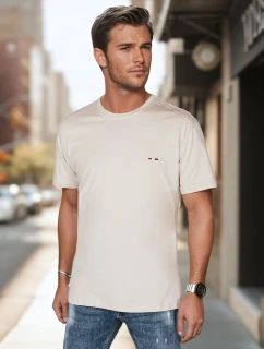 Pánské tričko s výšivkou Cappuccino FashionStreet RX5638