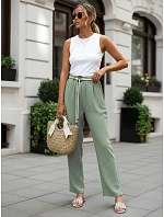 Dámské kalhoty se širokými nohavicemi, zelené, FashionStreet UY3072