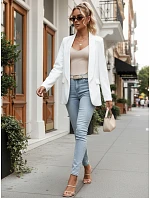 Dámské elegantní sako rozepínací bílé FashionStreet PY0143 Dámské elegantní sako rozepínací bílé FashionStreet PY0143