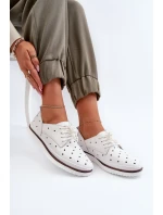 Bílé dámské kožené polobotky S.Barski LR182