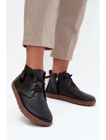 Kožené dámské polobotky Barefoot s ozdobným detailem Zazoo 30072 Černé