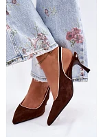 Dámské sandály na podpatku s lemovkou Čokoládové Relmira