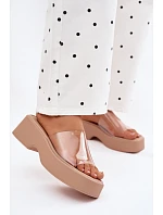 Dámské sandály na platformě s průhledným páskem Béžové Selestia