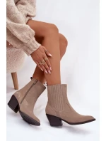 Dámské kotníkové boty na podpatku 6350 Béžová - Ideal Shoes Dámské kotníkové boty na podpatku 6350 Béžová - Ideal Shoes