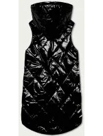 Lesklá černá vesta s kapucí (7005BIG) Lesklá černá vesta s kapucí (7005BIG)
