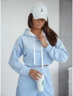 Světle modrý dámský velurový teplákový komplet s lampasy (508)