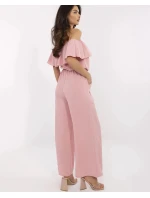 Elegantní dámský overal ve špinavě růžové barvě se širokými nohavicemi (T52) Elegantní dámský overal ve špinavě růžové barvě se širokými nohavicemi (T52)