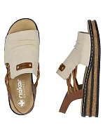 Pohodlné dámské sandály na podpatku béžové barvy Rieker 62962-60