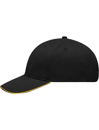 Daiber MB 6541 Lehce broušená 6 panelová sandwich kšiltovka 03.6541 black/gold yellow Daiber MB 6541 Lehce broušená 6 panelová sandwich kšiltovka 03.6541 black/gold yellow